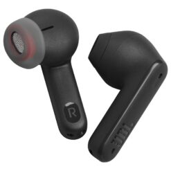 JBL Tune Flex trådlösa earbuds i svart, sedda snett från sidan