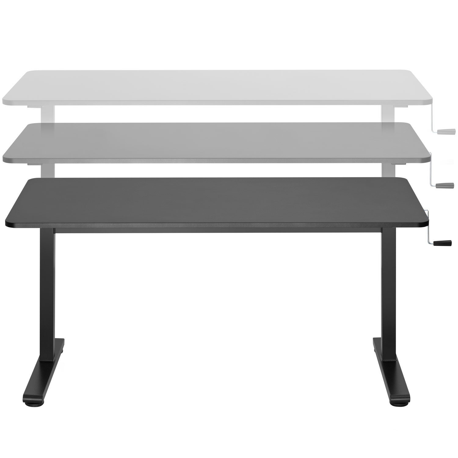 LogiLink EO0027 Höj- och Sänkbart Skrivbord med Vev - 140 x 60 cm - 700-1170 mm - Svart