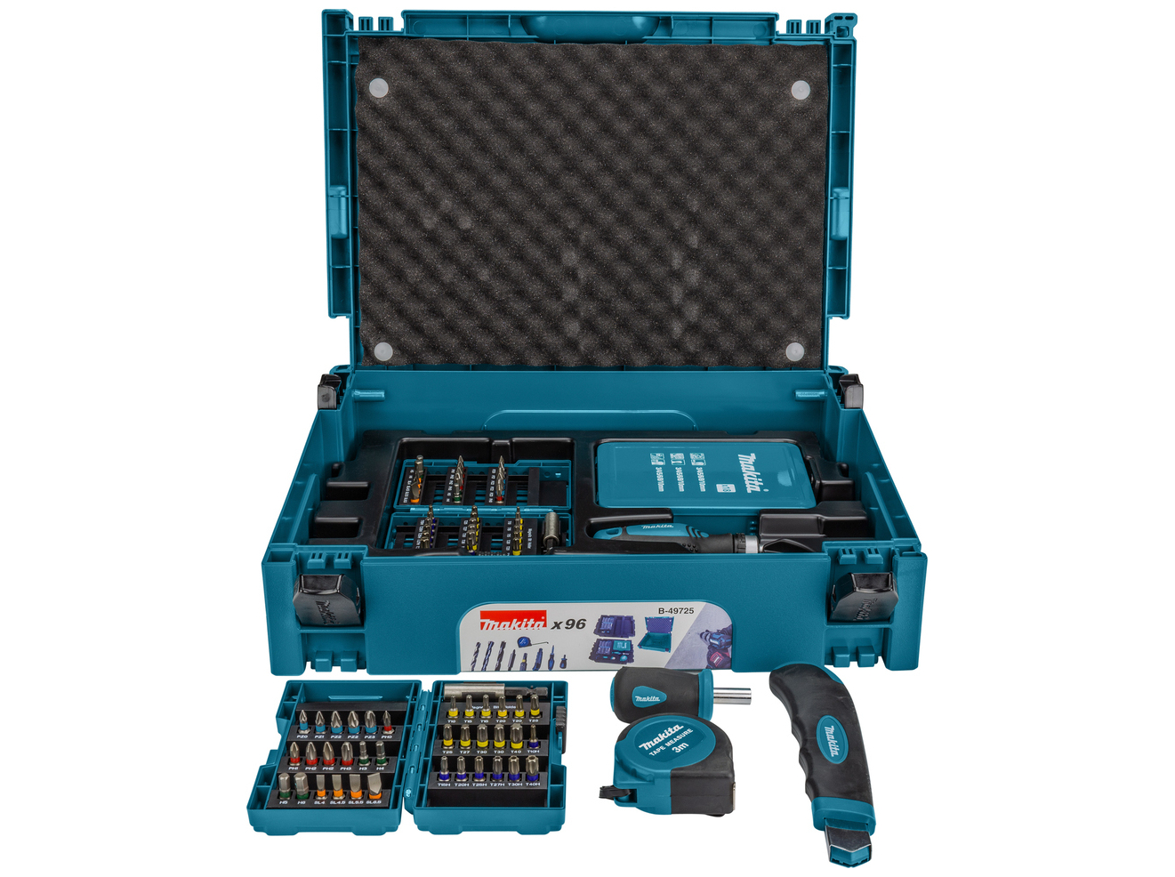 Makita B-49725 bor- och bitsset, framifrån