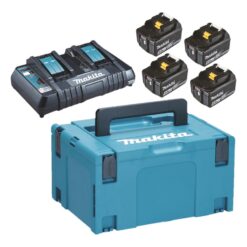 Makita PowerPack LXT med laddare, fyra 5,0 Ah-batterier och MAKPAC-väska