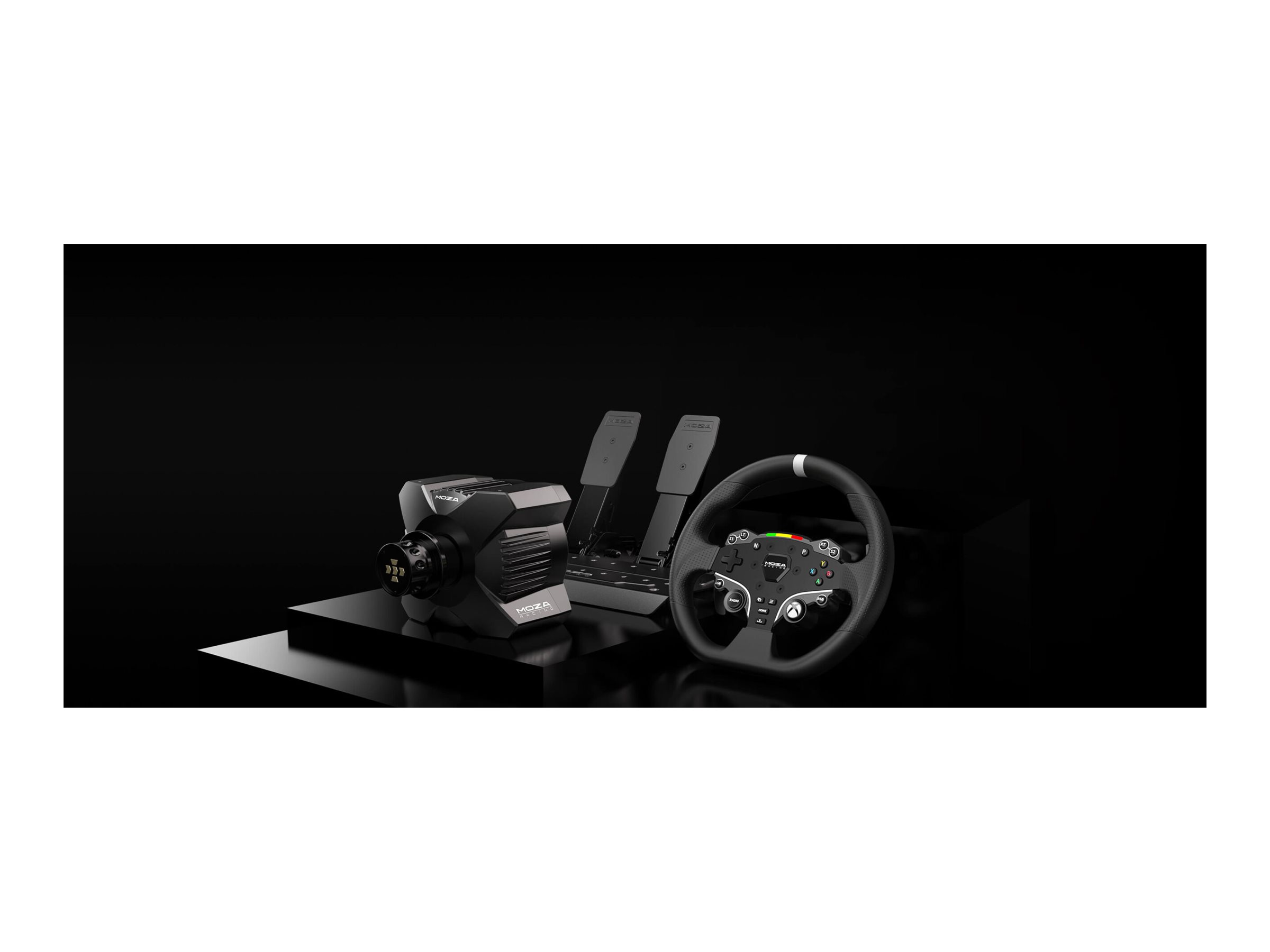 Moza Racing R3 Bundle racingset i mörk studiomiljö