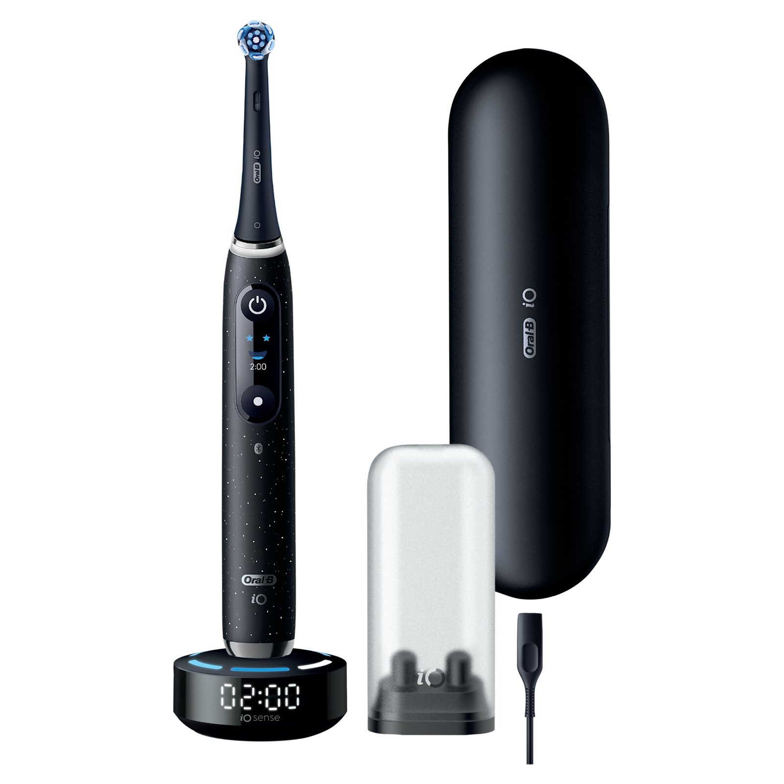 Oral-B iO Series 10 eltandborste i Cosmic Black med laddare, borsthållare och resefodral