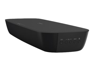 Panasonic SC-HTB200 soundbar i svart med anslutningarna på sidan