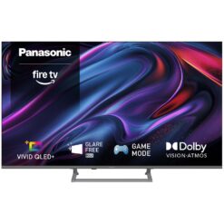 Panasonic 43 tums 4K Vivid QLED+-TV med Fire TV, modell TV-43W83CE6S, sedd framifrån