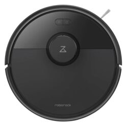 Svart Roborock Q7 BF robotdammsugare sedd ovanifrån