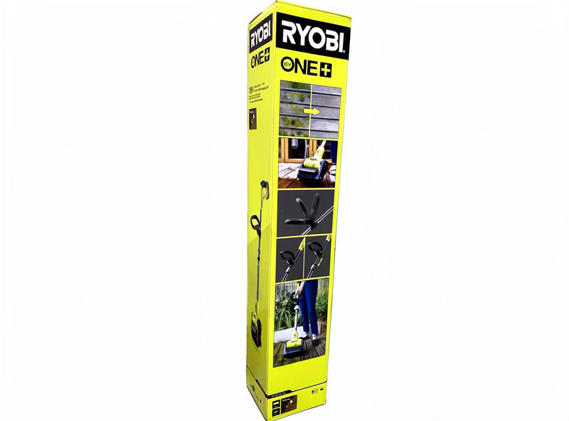 Ryobi 18V ONE+ terrassrengörare med multiborste, förpackning baksida