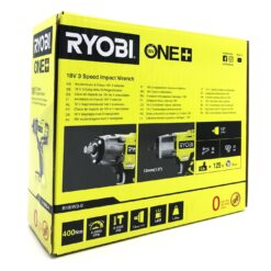 Baksidan av förpackningen till Ryobi ONE+ R18IW3-0 18 V mutterdragare