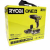 Ryobi ONE+ R18PD2-242S 18 V borrskruvdragare, förpackningens framsida