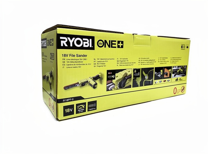 Ryobi ONE+ R18PF-0 18 V bandslip, förpackningens baksida