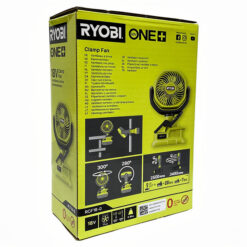 Ryobi RCF18-0 bordsfläkt med klämma, förpackningens baksida