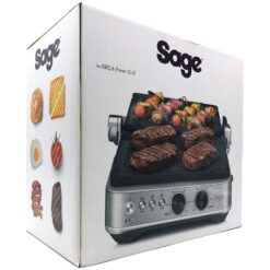 Sage the BBQ & Press Grill elgrill i borstat rostfritt stål, bild på originalförpackningen