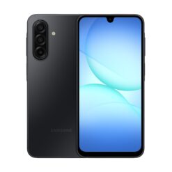Samsung Galaxy A17 5G i svart, fram- och baksida