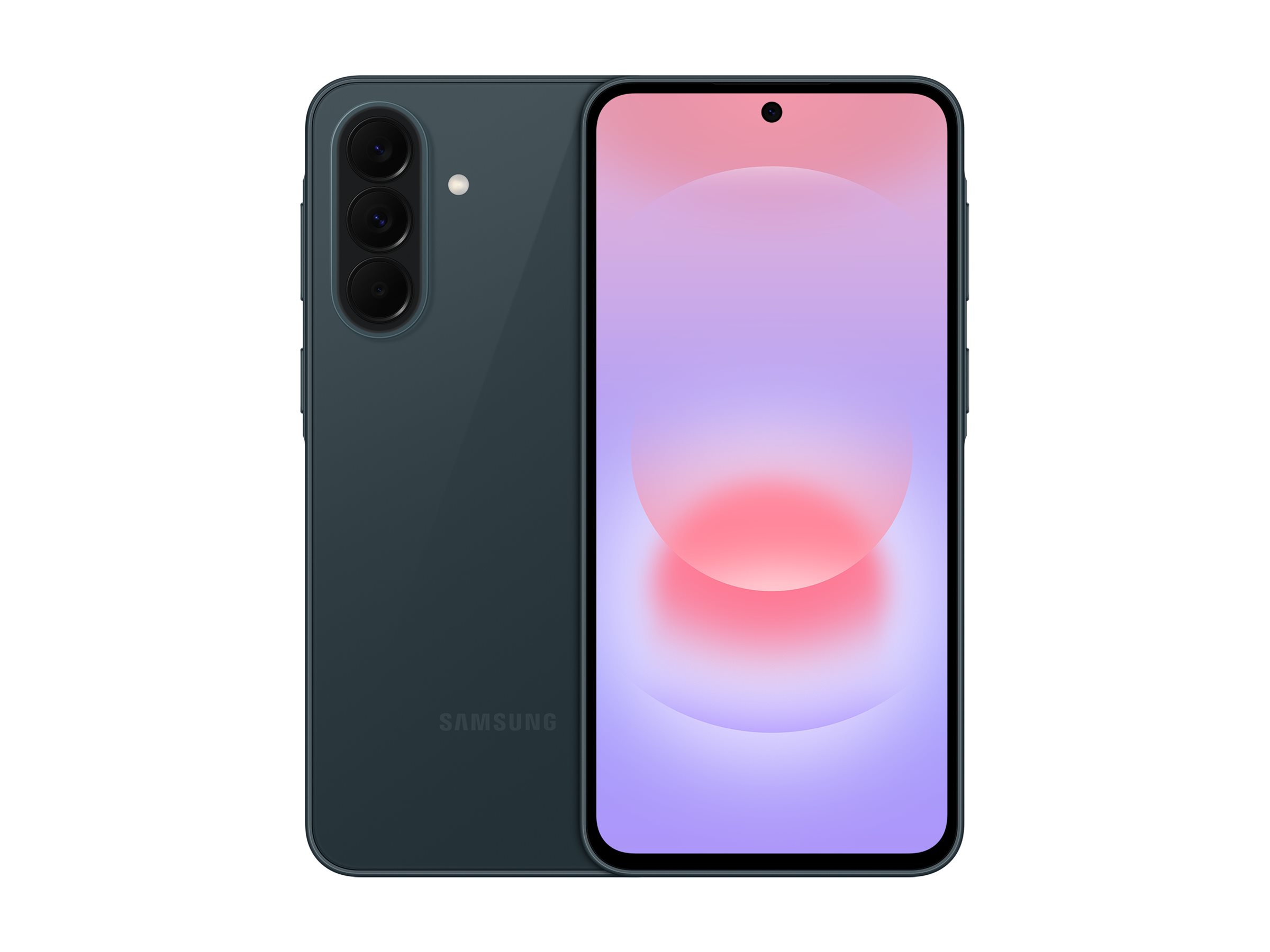 Samsung Galaxy A37 5G 128GB smartphone i grågrönt sedd framifrån och bakifrån