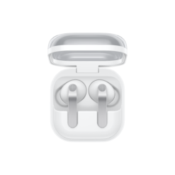 Samsung Galaxy Buds4 Pro vit hörlurar i öppet laddningsfodral