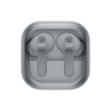 Samsung Galaxy Buds4 Pro vit hörlurar i stängt genomskinligt laddningsfodral