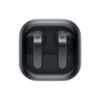 Samsung Galaxy Buds4 svart hörlurar i stängt genomskinligt laddningsfodral