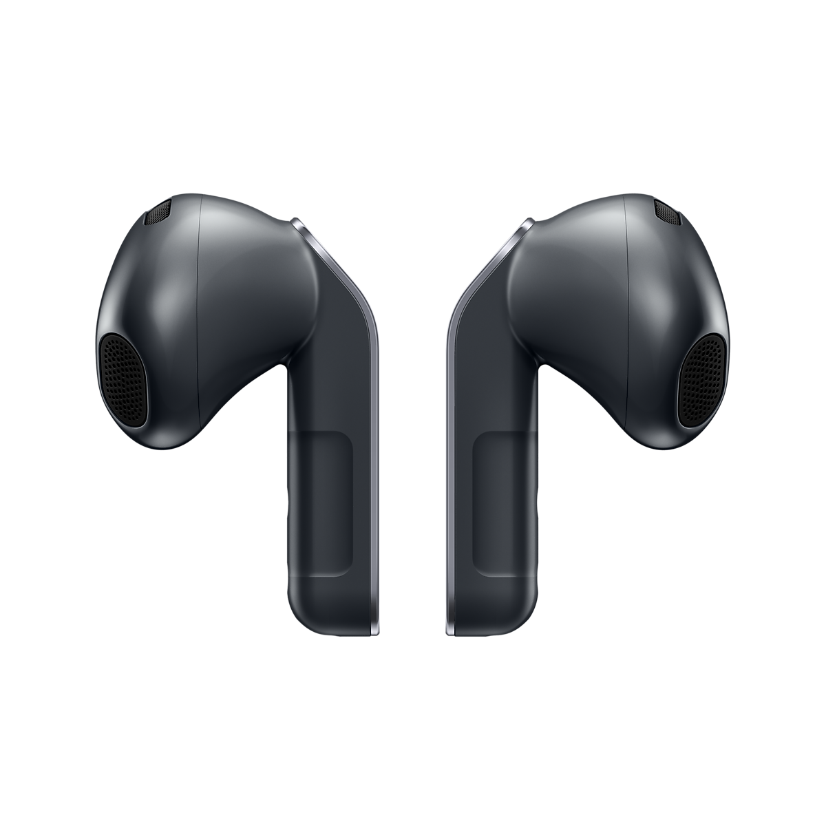 Samsung Galaxy Buds4 svart hörlurar sedda från sidan