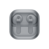 Samsung Galaxy Buds4 vit hörlurar i stängt genomskinligt laddningsfodral