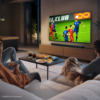 Samsung QN80H Neo QLED TV i vardagsrum med sportsändning